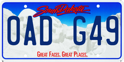 SD license plate 0ADG49