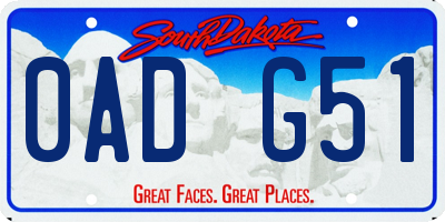 SD license plate 0ADG51