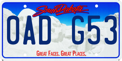 SD license plate 0ADG53