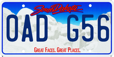 SD license plate 0ADG56