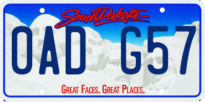 SD license plate 0ADG57