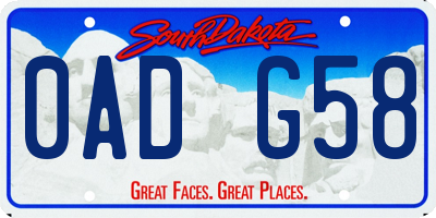 SD license plate 0ADG58