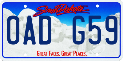 SD license plate 0ADG59