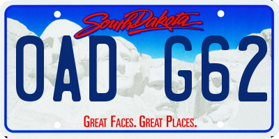 SD license plate 0ADG62