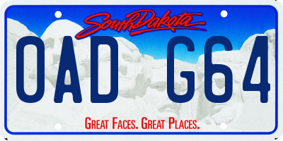 SD license plate 0ADG64