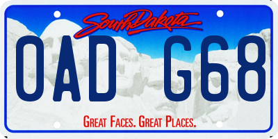 SD license plate 0ADG68