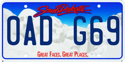 SD license plate 0ADG69