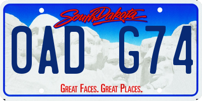 SD license plate 0ADG74