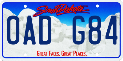 SD license plate 0ADG84