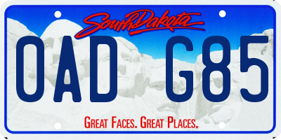 SD license plate 0ADG85