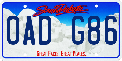 SD license plate 0ADG86