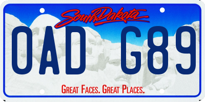 SD license plate 0ADG89