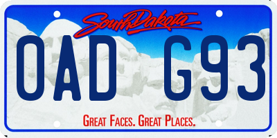 SD license plate 0ADG93