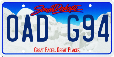 SD license plate 0ADG94