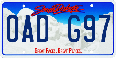 SD license plate 0ADG97