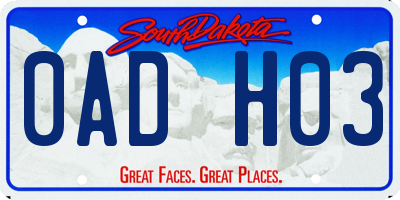 SD license plate 0ADH03