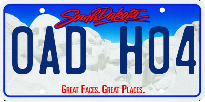 SD license plate 0ADH04