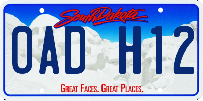 SD license plate 0ADH12