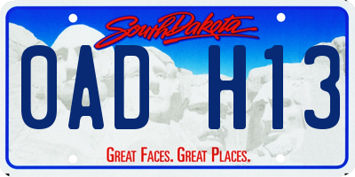 SD license plate 0ADH13