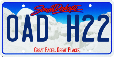 SD license plate 0ADH22