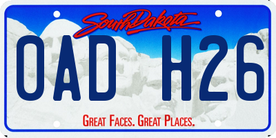 SD license plate 0ADH26