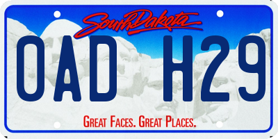 SD license plate 0ADH29