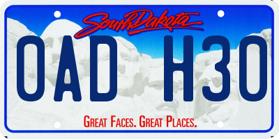 SD license plate 0ADH30