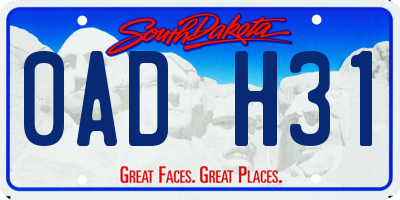 SD license plate 0ADH31