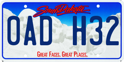 SD license plate 0ADH32