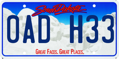 SD license plate 0ADH33