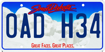 SD license plate 0ADH34