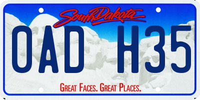 SD license plate 0ADH35