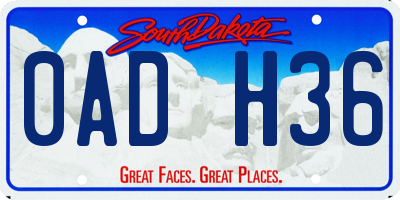 SD license plate 0ADH36