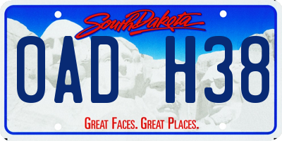 SD license plate 0ADH38