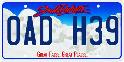 SD license plate 0ADH39