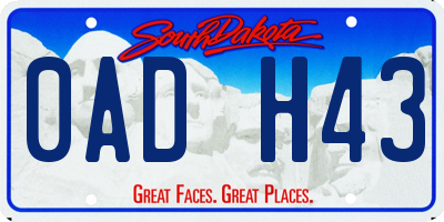 SD license plate 0ADH43