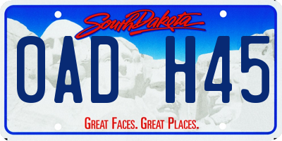 SD license plate 0ADH45