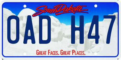 SD license plate 0ADH47