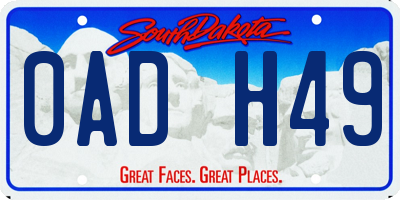 SD license plate 0ADH49