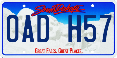 SD license plate 0ADH57