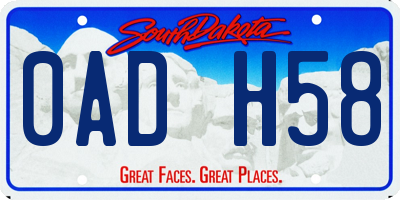 SD license plate 0ADH58