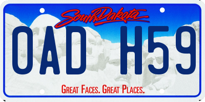 SD license plate 0ADH59