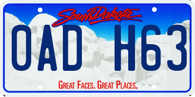 SD license plate 0ADH63