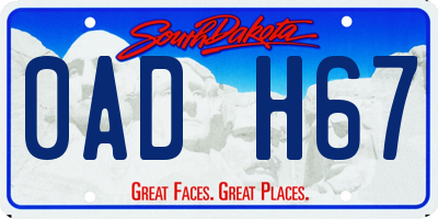 SD license plate 0ADH67