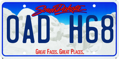 SD license plate 0ADH68