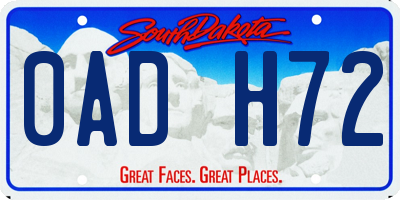 SD license plate 0ADH72