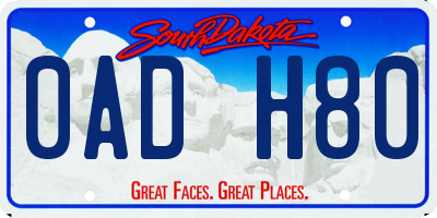 SD license plate 0ADH80