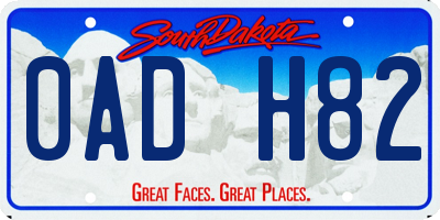 SD license plate 0ADH82