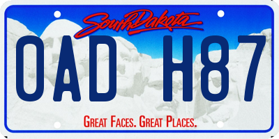 SD license plate 0ADH87