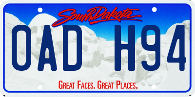 SD license plate 0ADH94